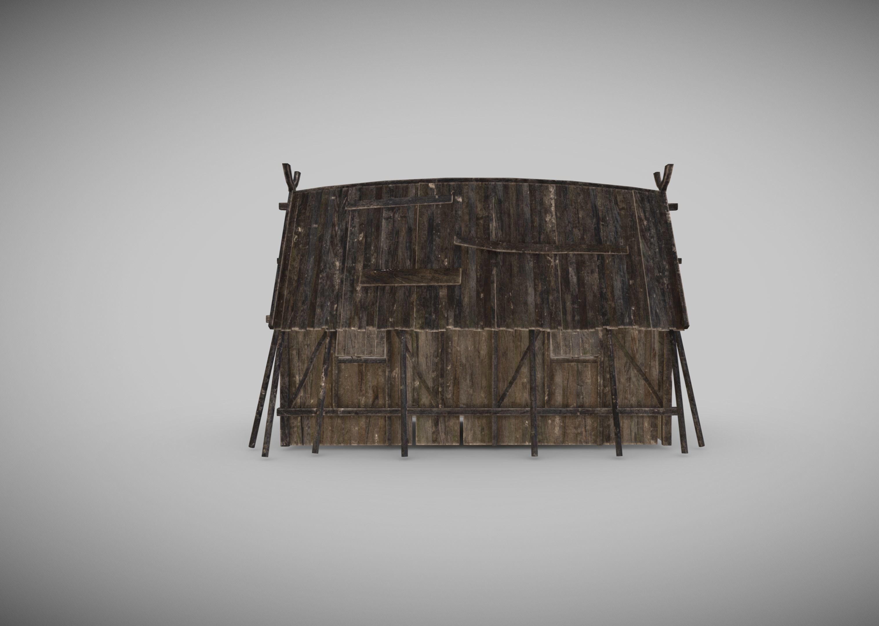 Viking Longhouse Low-poly 3D model_6