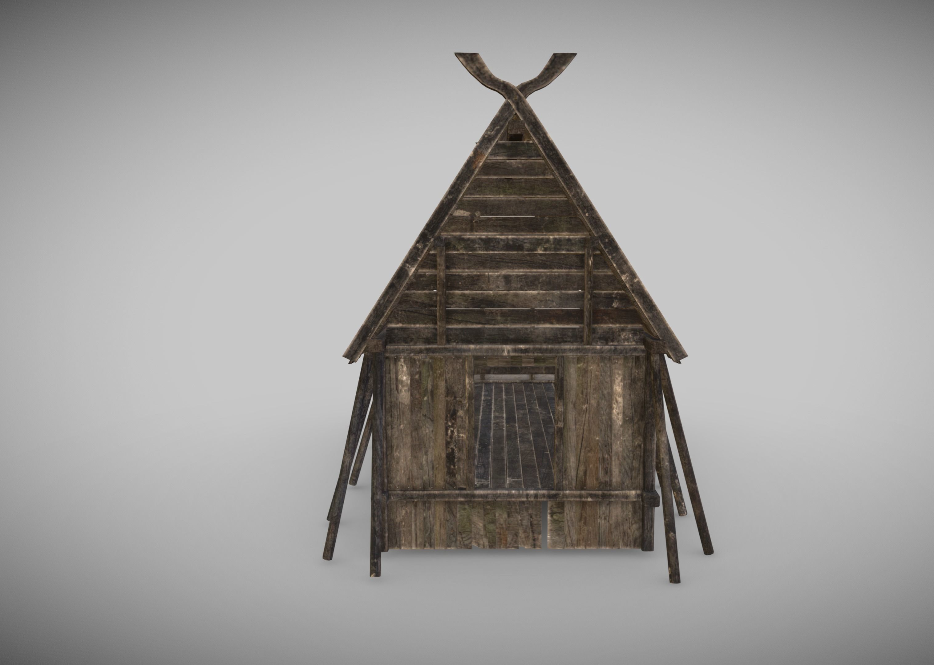 Viking Longhouse Low-poly 3D model_7
