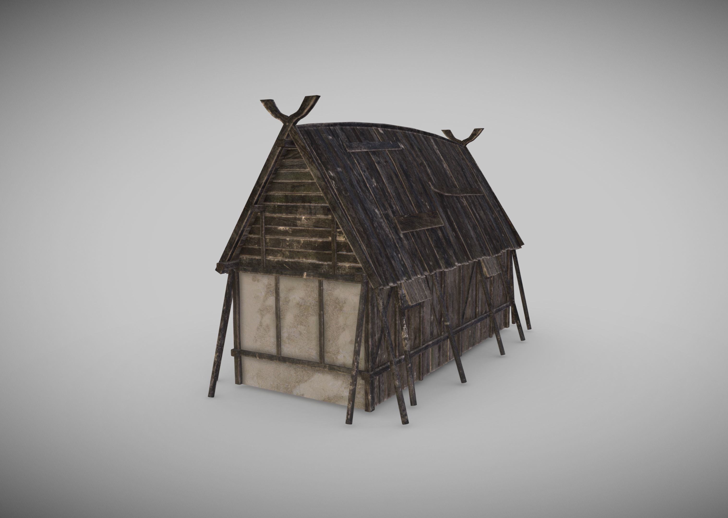 Viking Longhouse Low-poly 3D model_5
