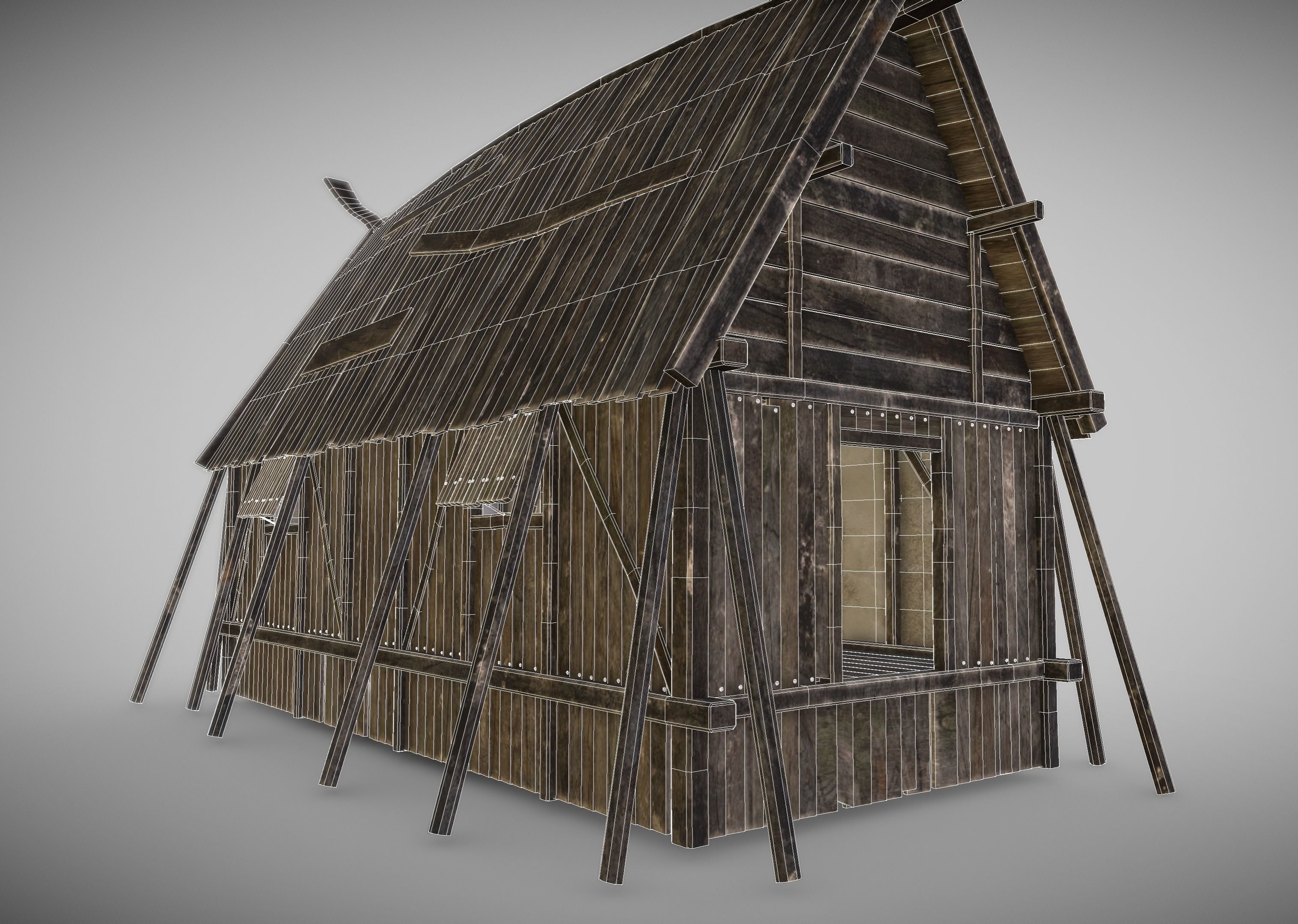 Viking Longhouse Low-poly 3D model_13