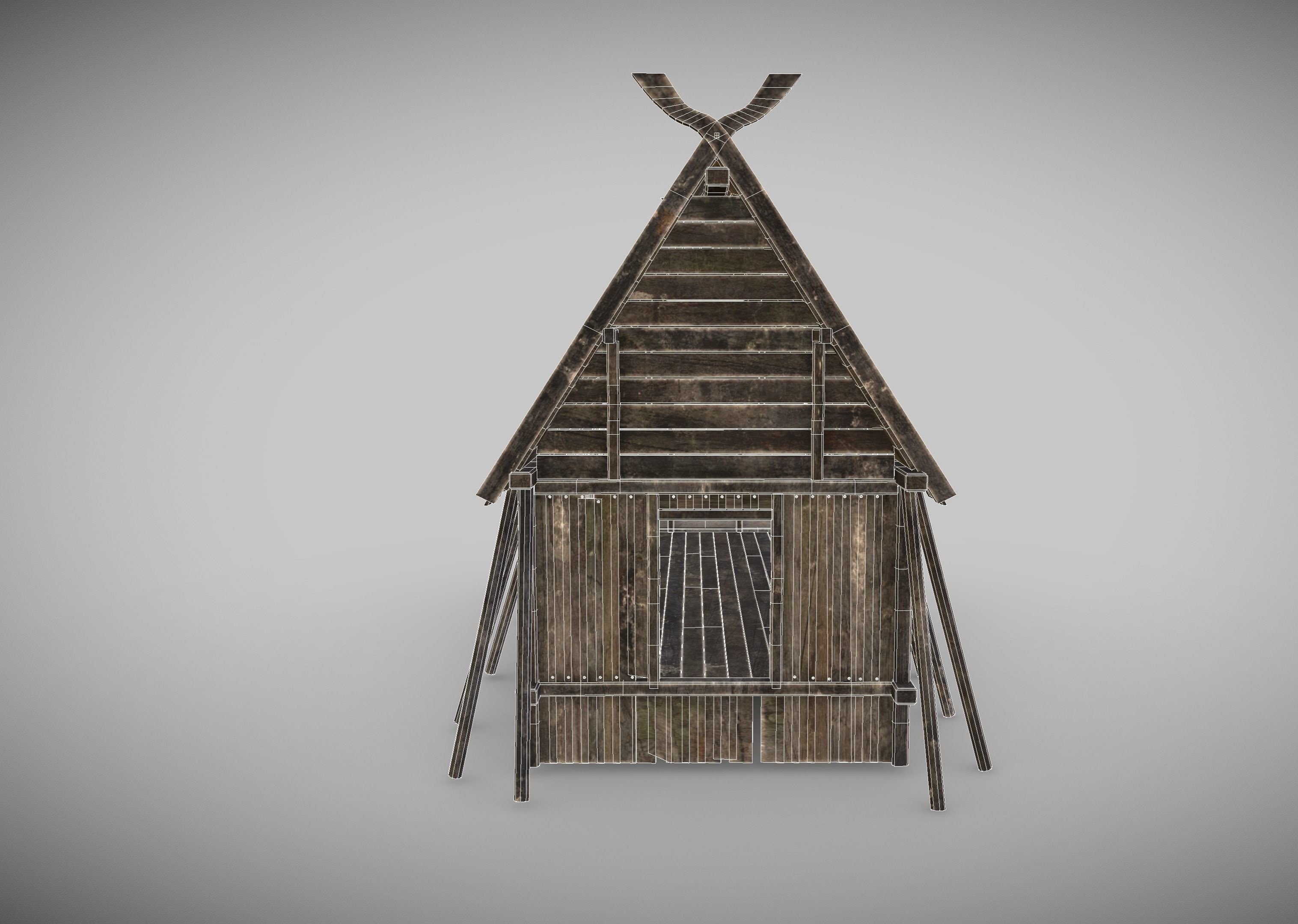Viking Longhouse Low-poly 3D model_18