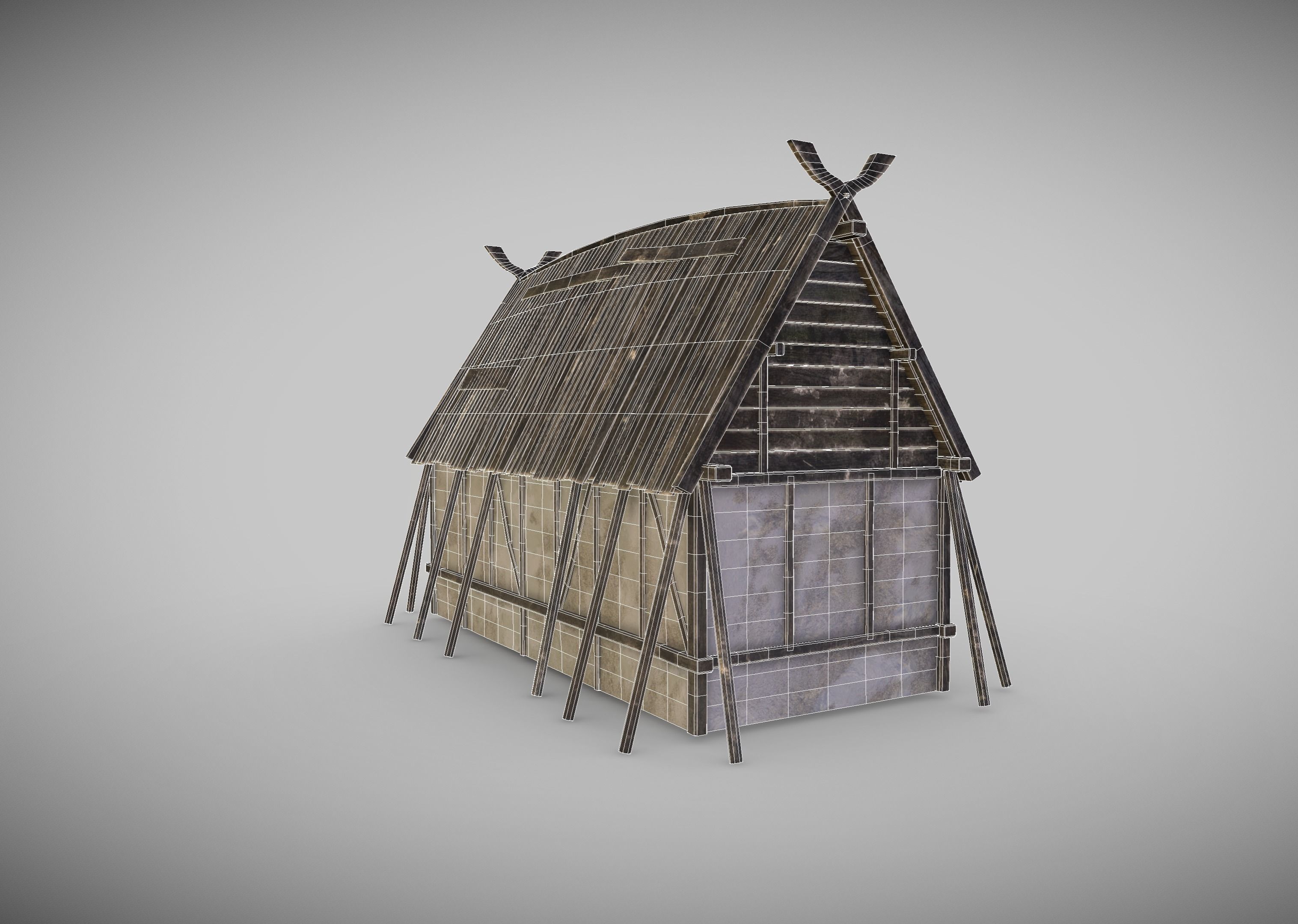 Viking Longhouse Low-poly 3D model_14