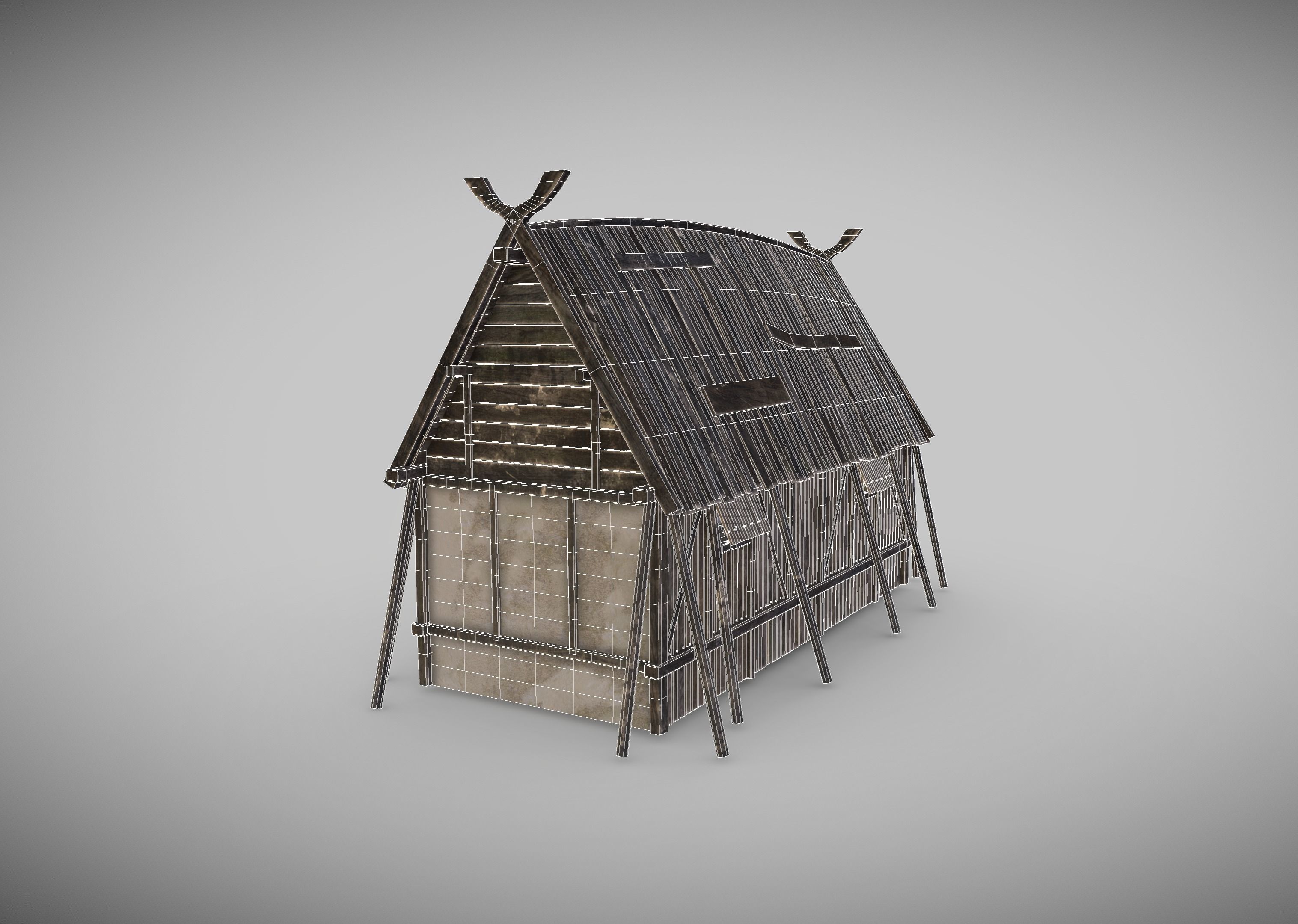 Viking Longhouse Low-poly 3D model_16
