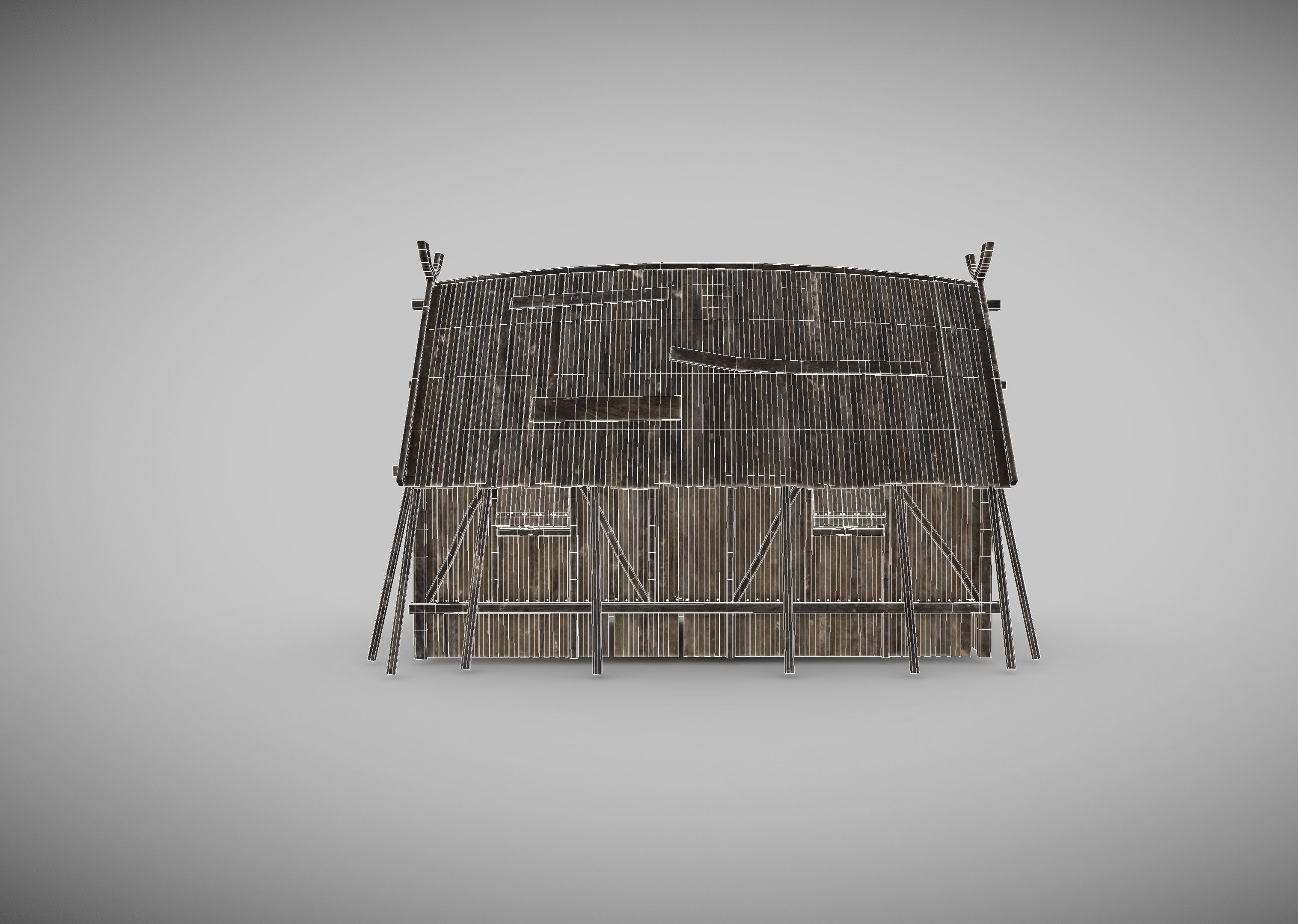 Viking Longhouse Low-poly 3D model_17