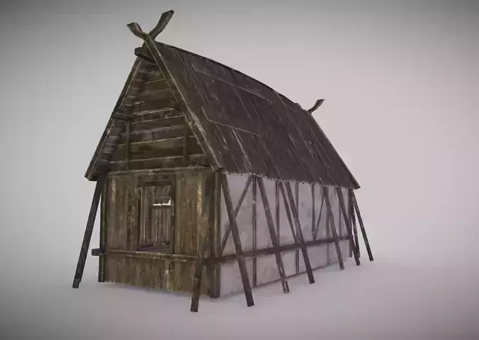 Viking Longhouse Low-poly 3D model