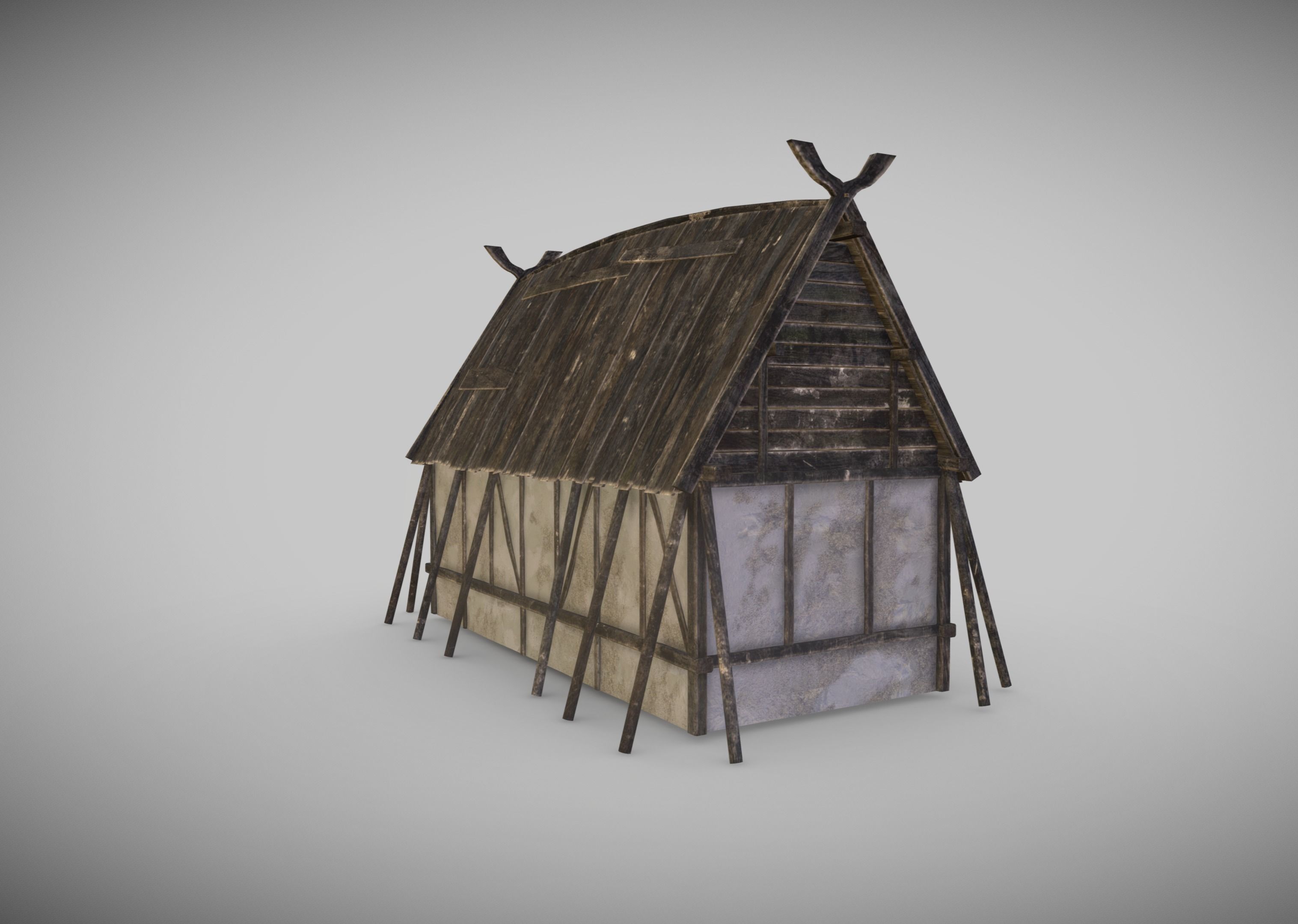 Viking Longhouse Low-poly 3D model_3