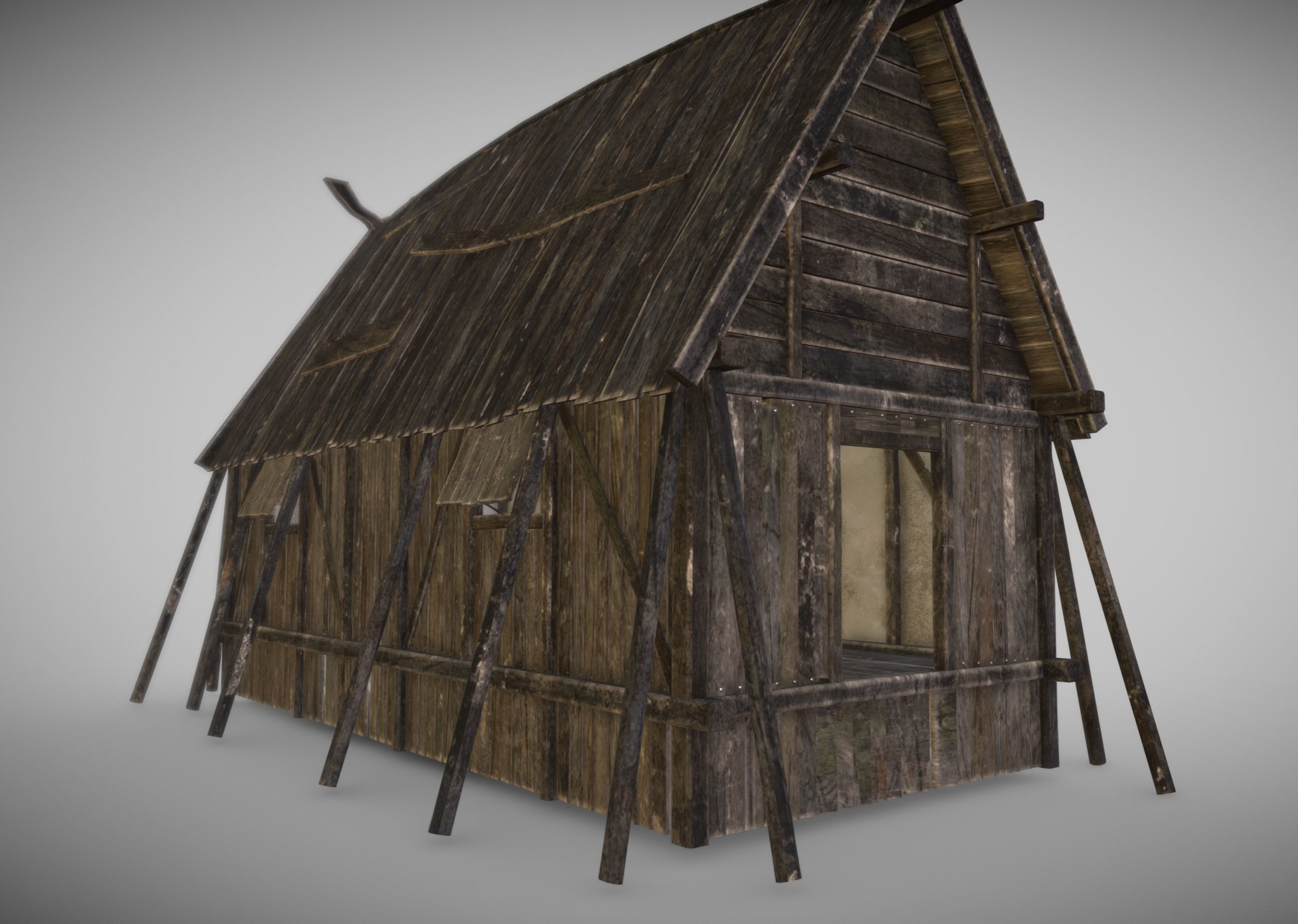 Viking Longhouse Low-poly 3D model_2