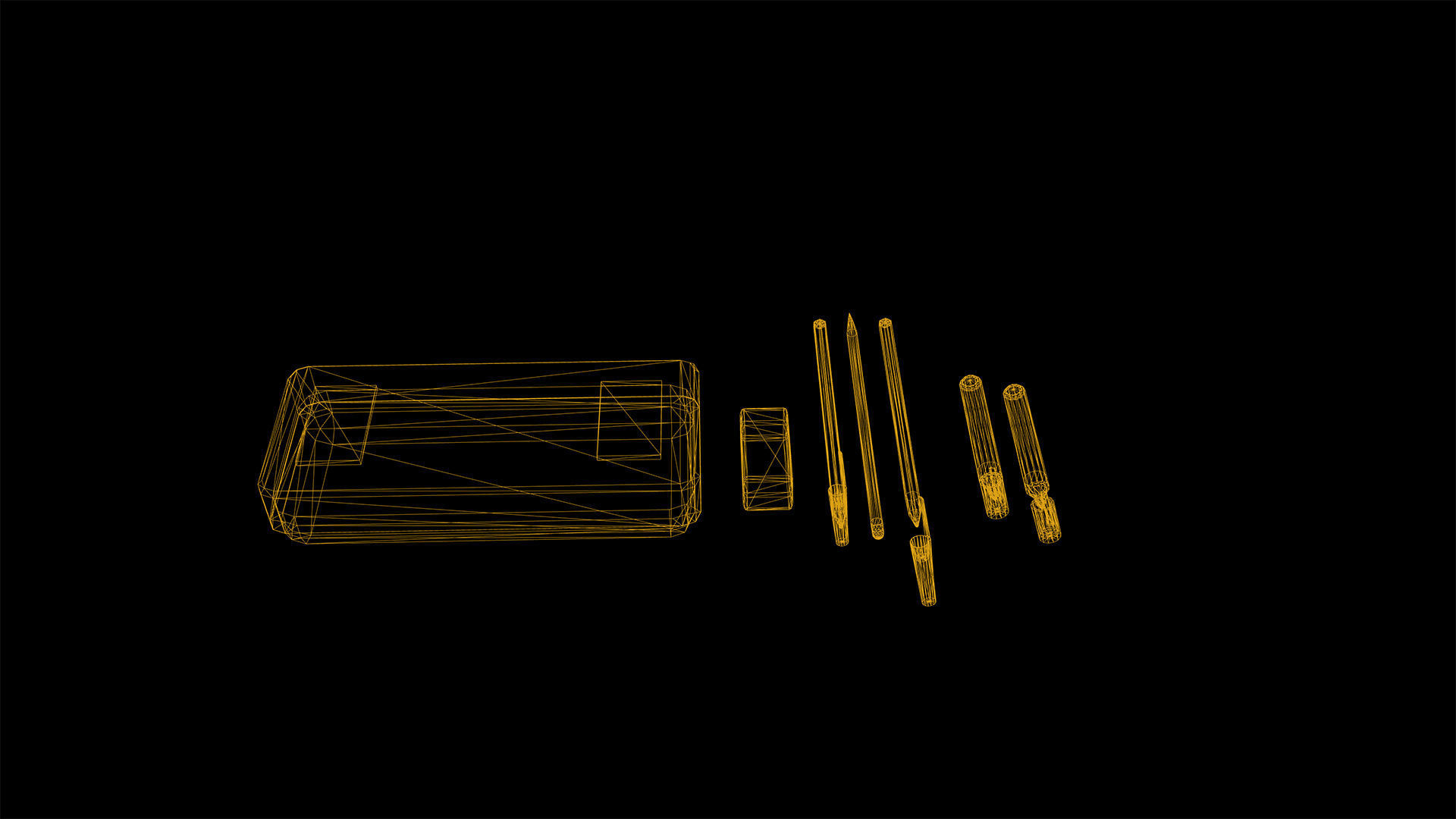 Stationery Set Low Poly Game Ready box Low-poly 3D model_5