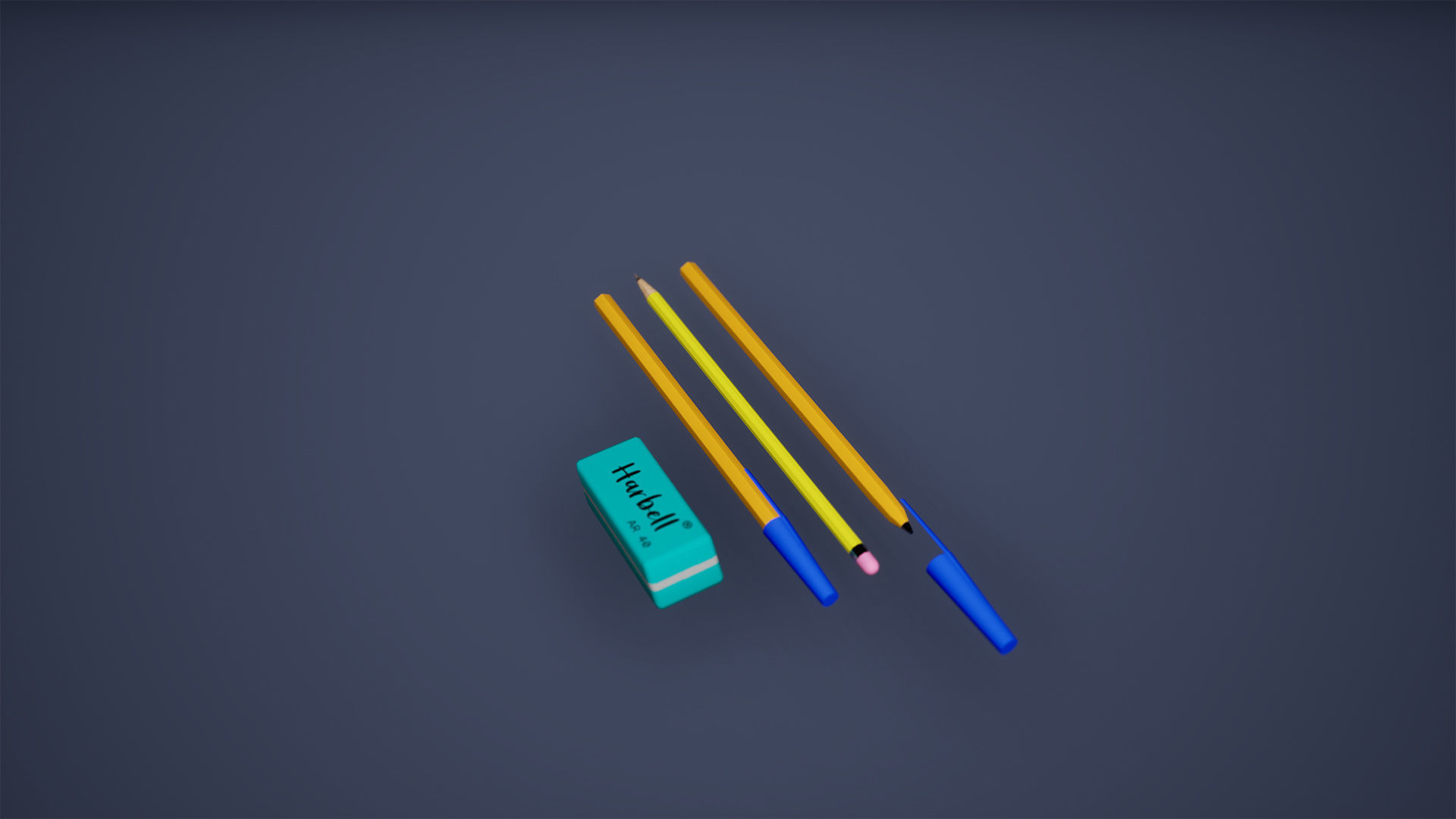 Stationery Set Low Poly Game Ready box Low-poly 3D model_3