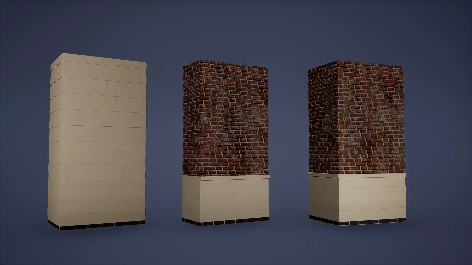 Pillar Low Poly Game Ready brick column Low-poly 3D model