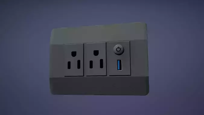Plug Low Poly Game Ready wall outlet with two usb ports