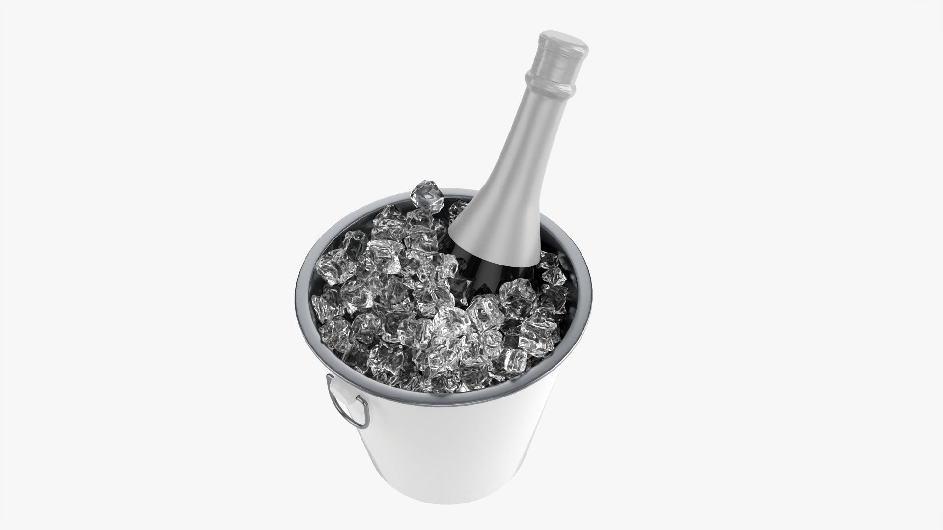 Champagne bottle in a bucket 3D model_1