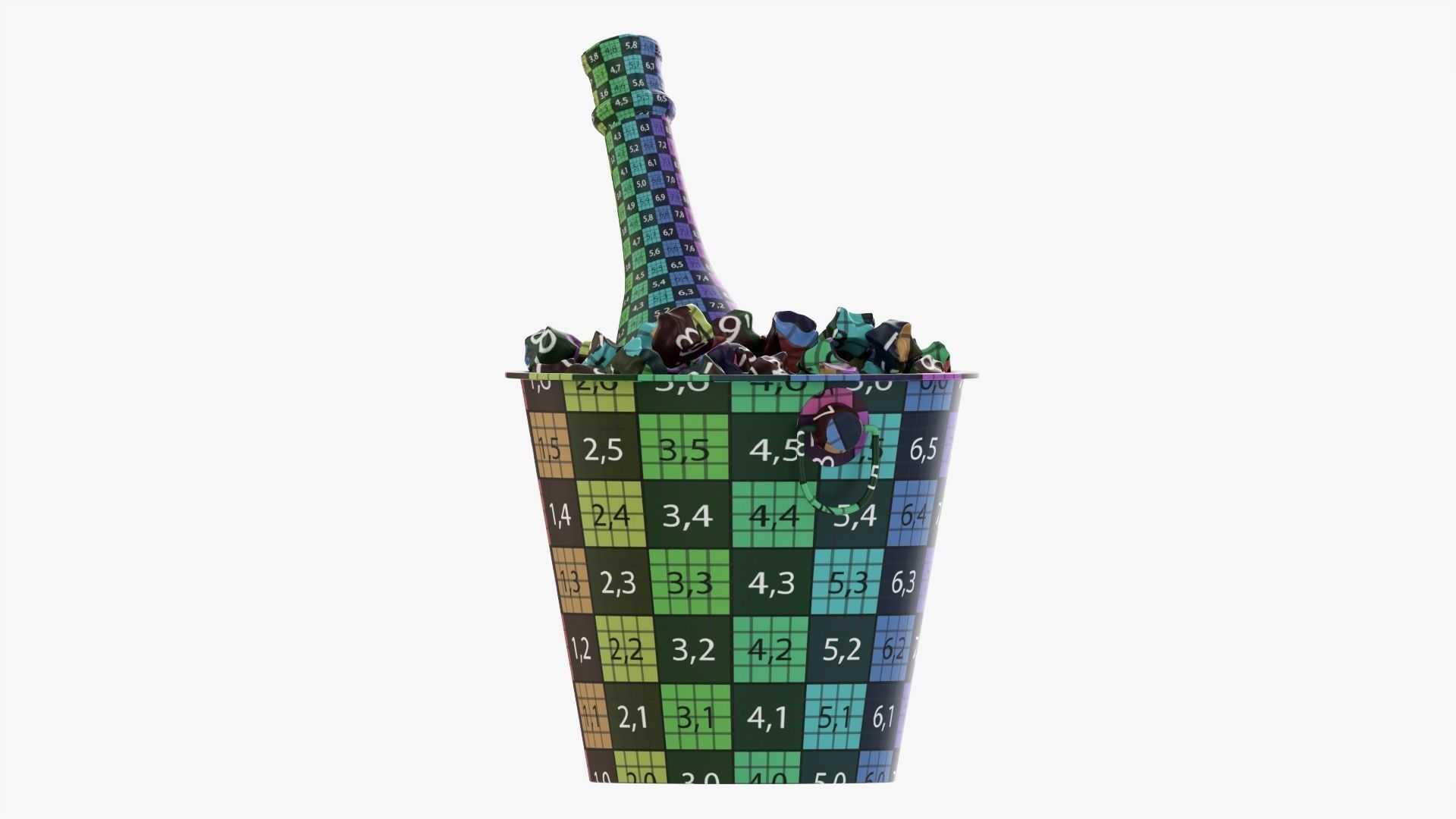 Champagne bottle in a bucket 3D model_17