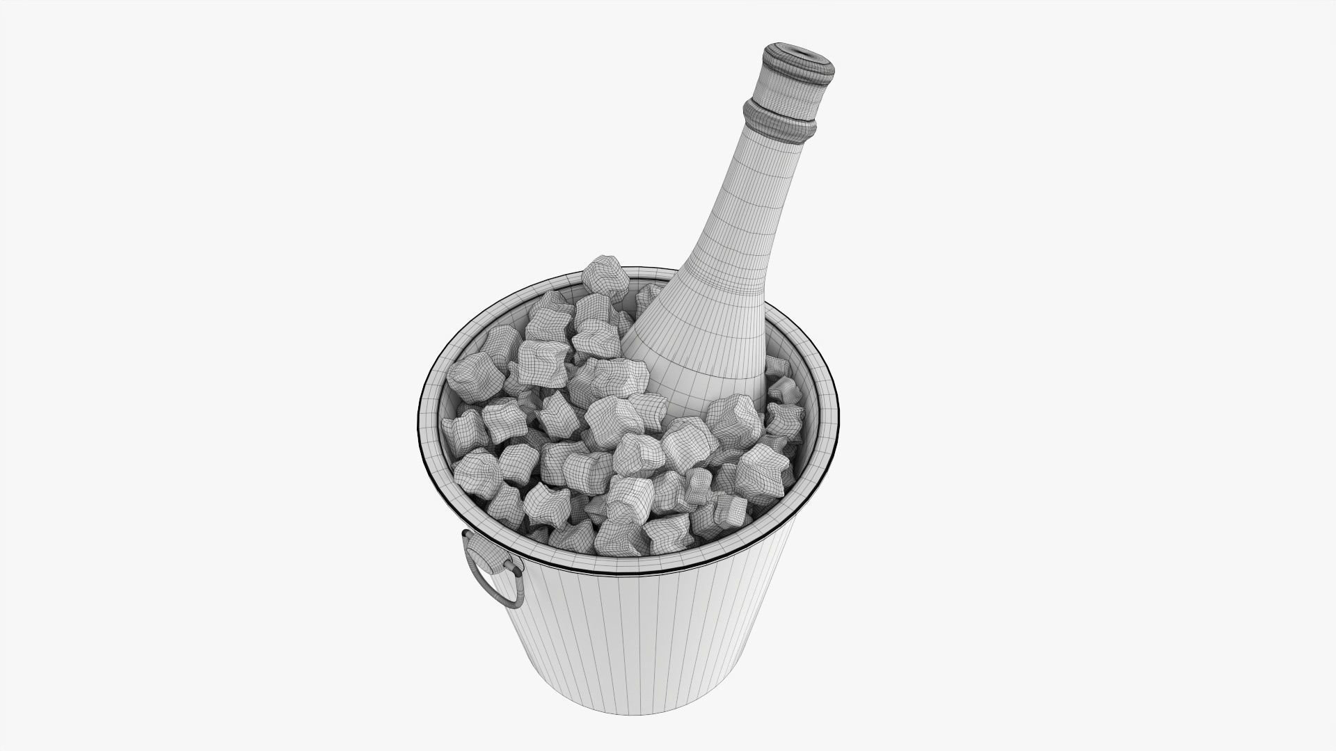 Champagne bottle in a bucket 3D model_8