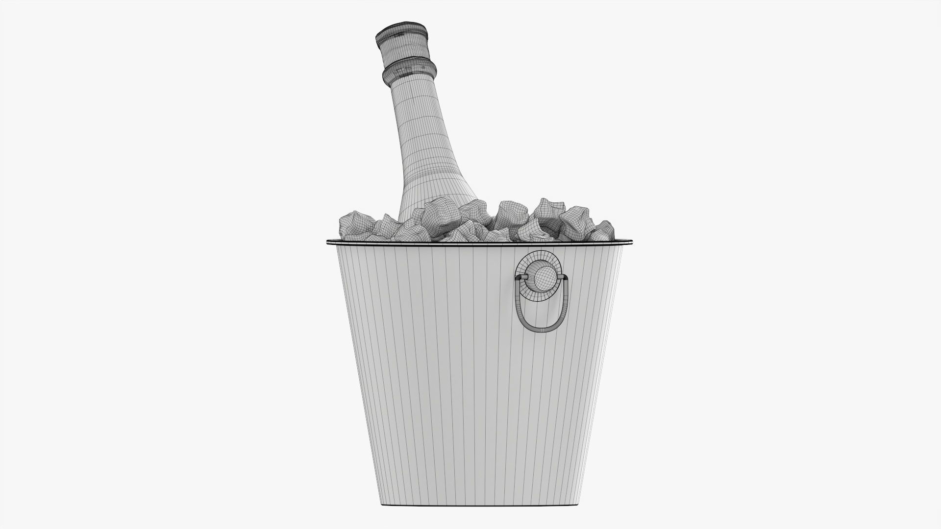 Champagne bottle in a bucket 3D model_11