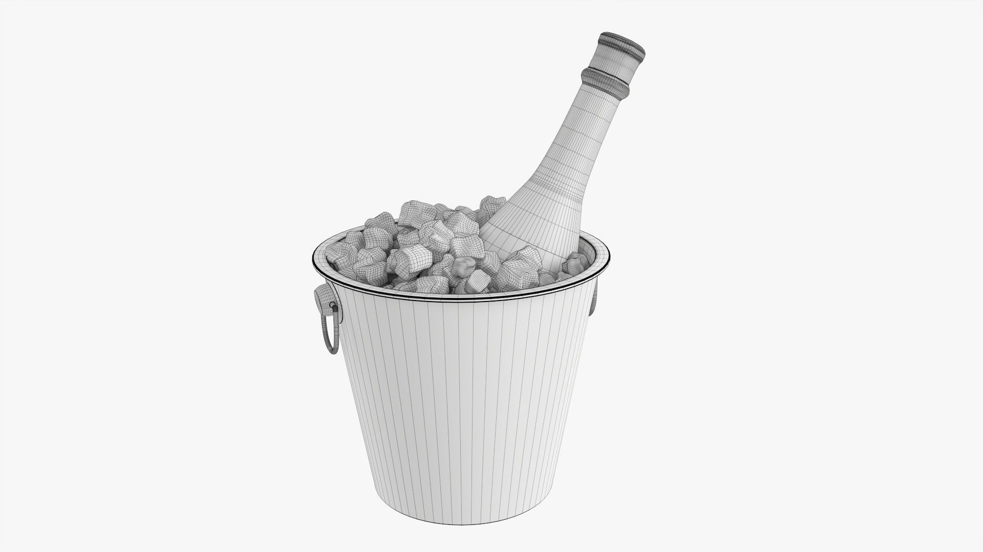 Champagne bottle in a bucket 3D model_7