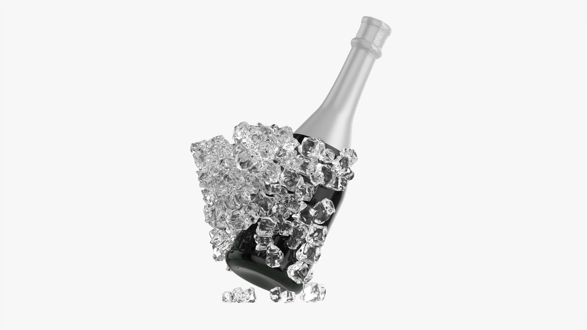 Champagne bottle in a bucket 3D model_4