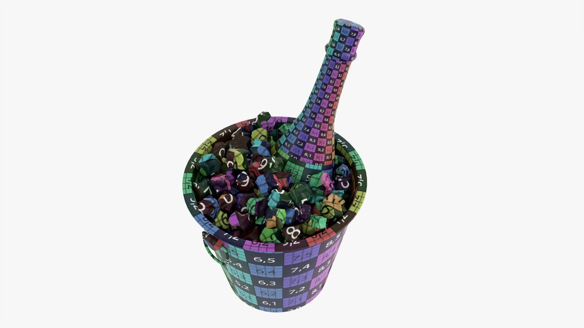Champagne bottle in a bucket 3D model_14