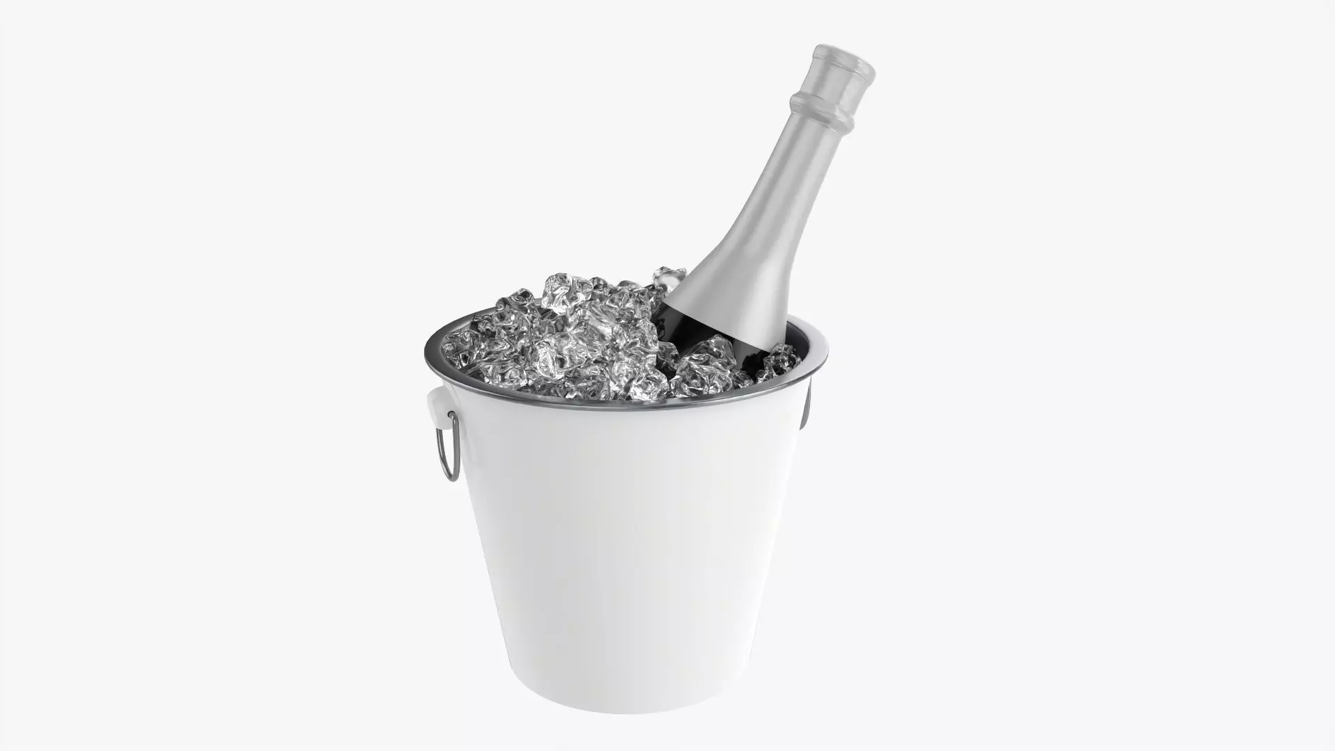 Champagne bottle in a bucket 3D model_0