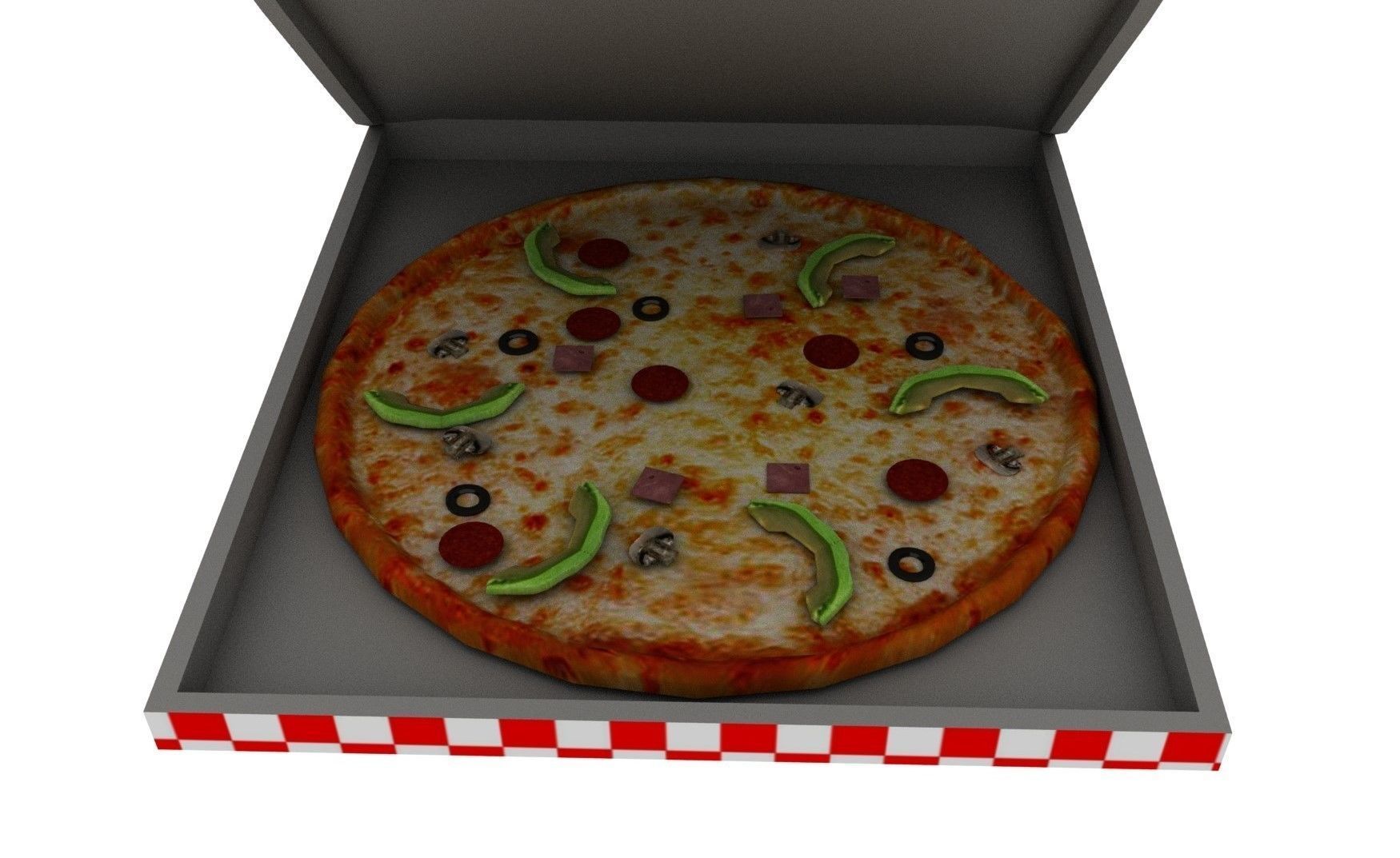 Box of pizza 3D model_1