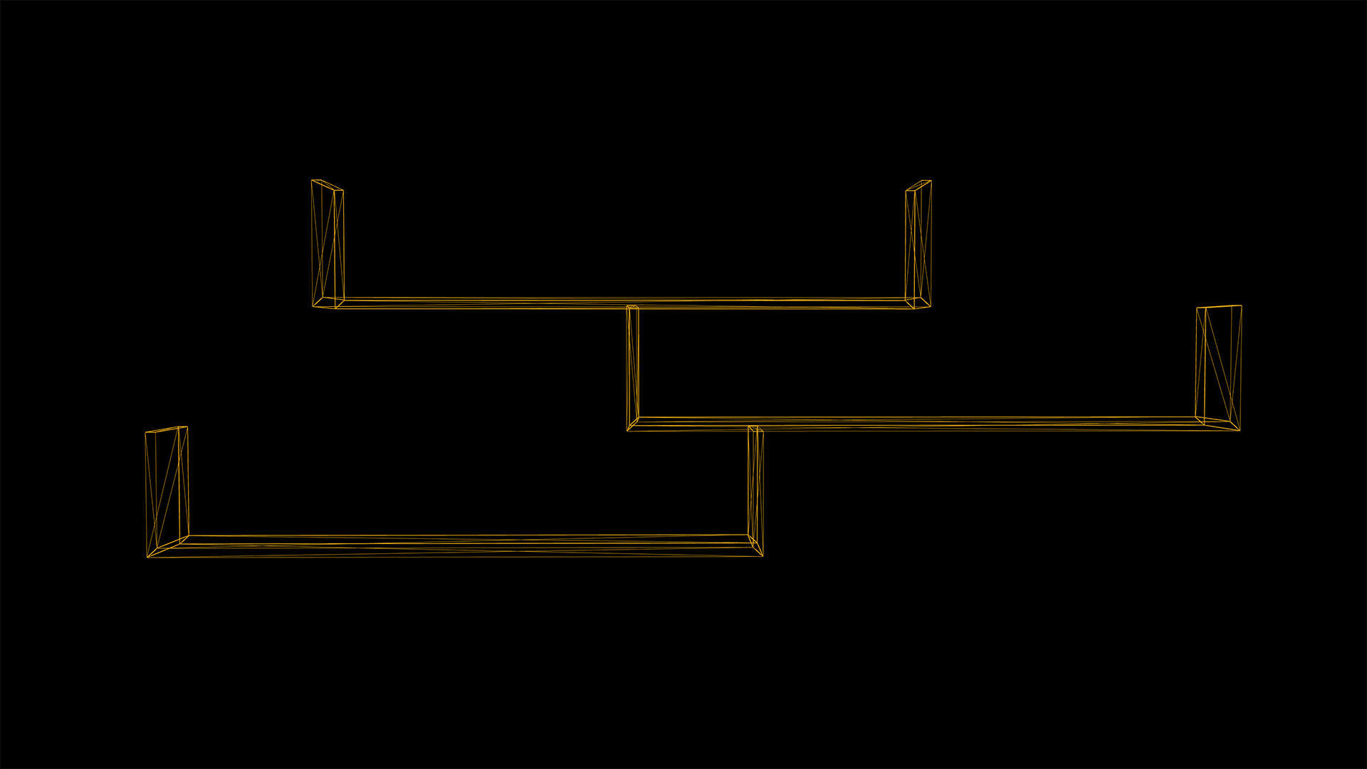 Shelf Low Poly Game Ready three wooden shelves Low-poly 3D model_5