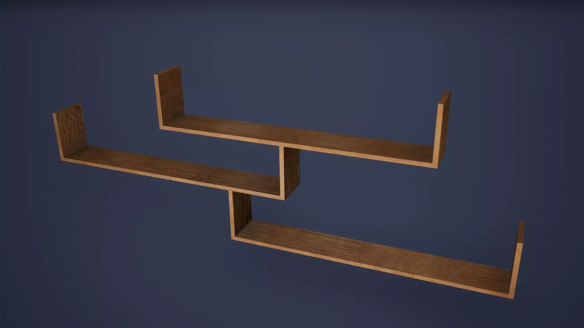 Shelf Low Poly Game Ready three wooden shelves Low-poly 3D model_0