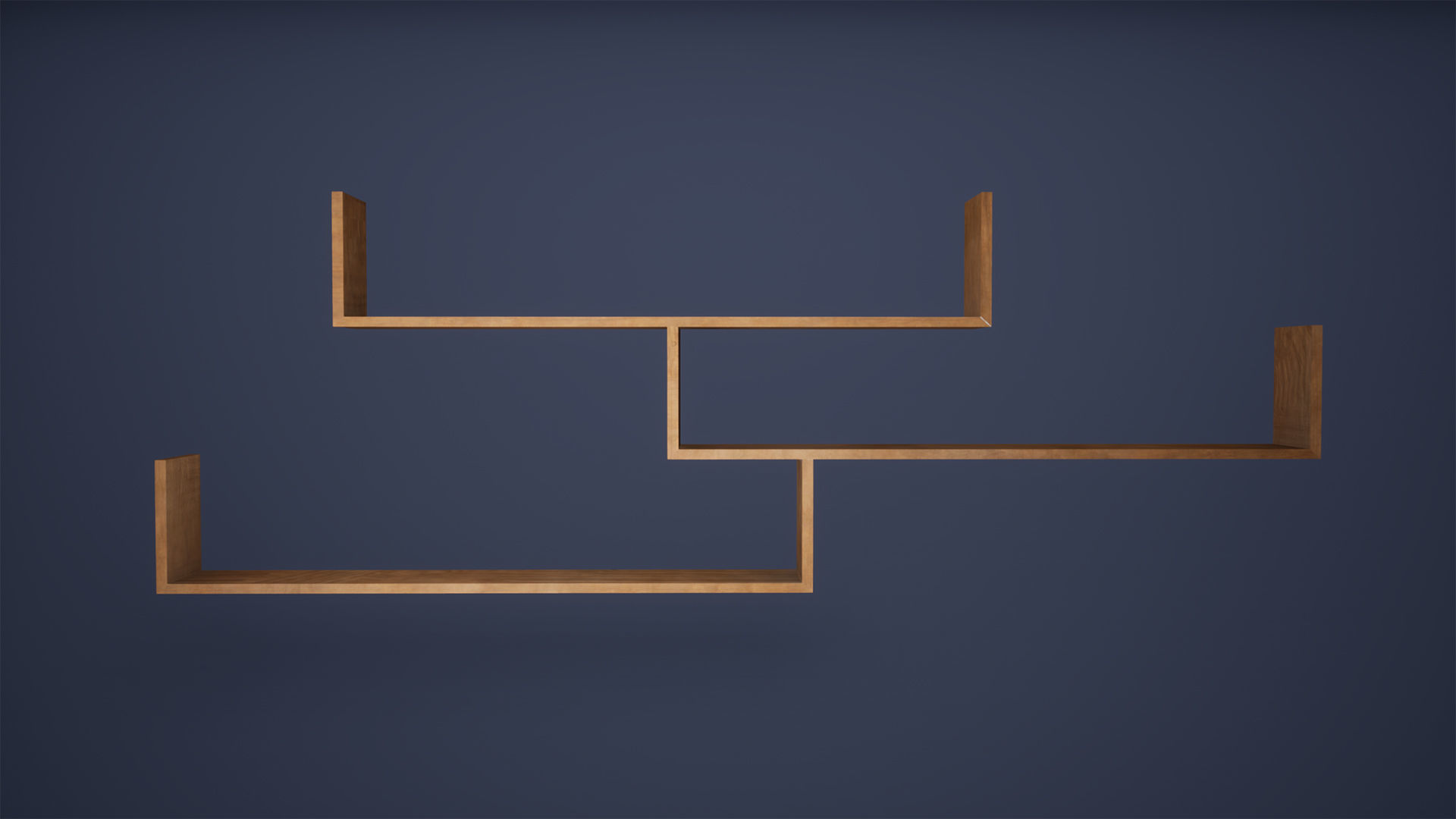 Shelf Low Poly Game Ready three wooden shelves Low-poly 3D model_4