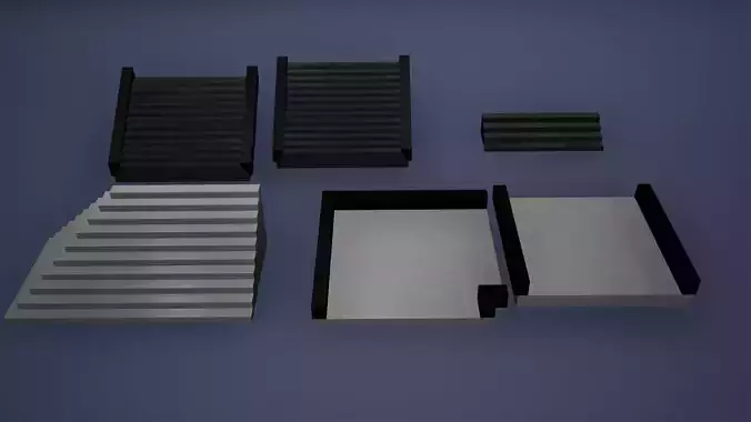 Stair Low Poly Game Ready stack of concrete steps