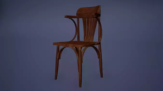 Chair Low Poly Game Ready wooden