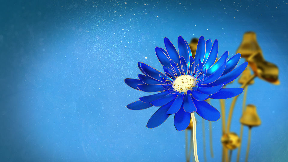 3d Blue Flower Animated 3D model_7