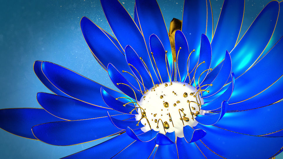 3d Blue Flower Animated 3D model_3