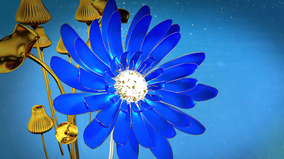 3d Blue Flower Animated 3D model_8