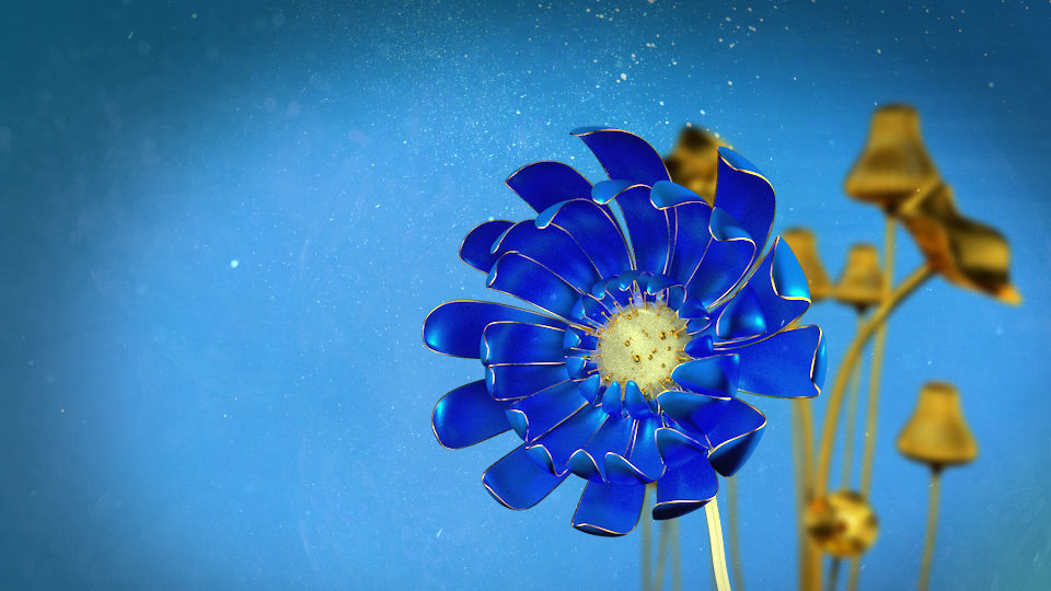 3d Blue Flower Animated 3D model_6
