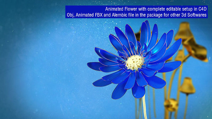 3d Blue Flower Animated 3D model