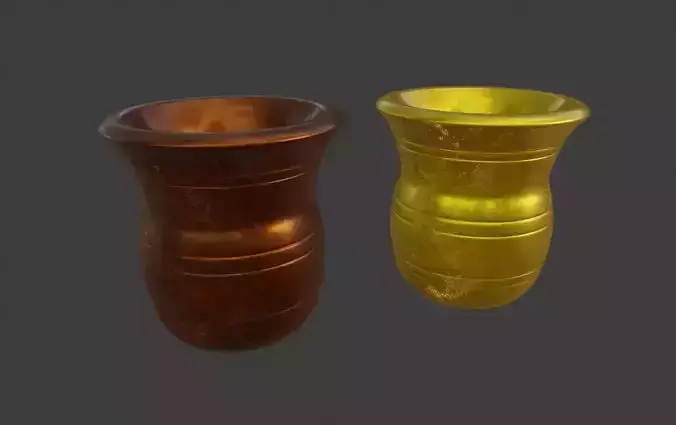 Gold and copper metal worship pot