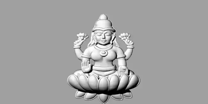 laxmi bhagwan with flower stl file only Free 3D print model
