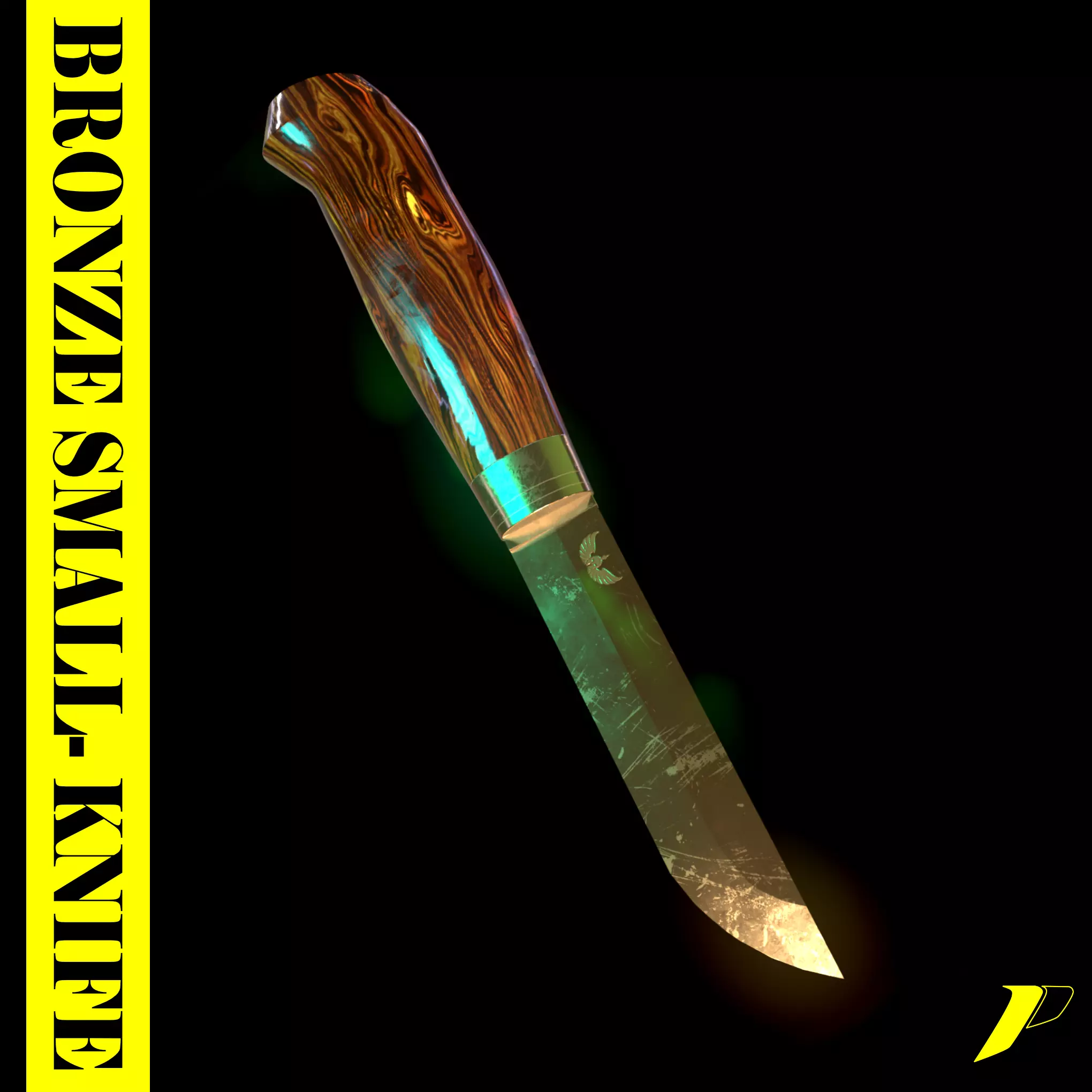 Bronze small-knife Low-poly 3D model_0