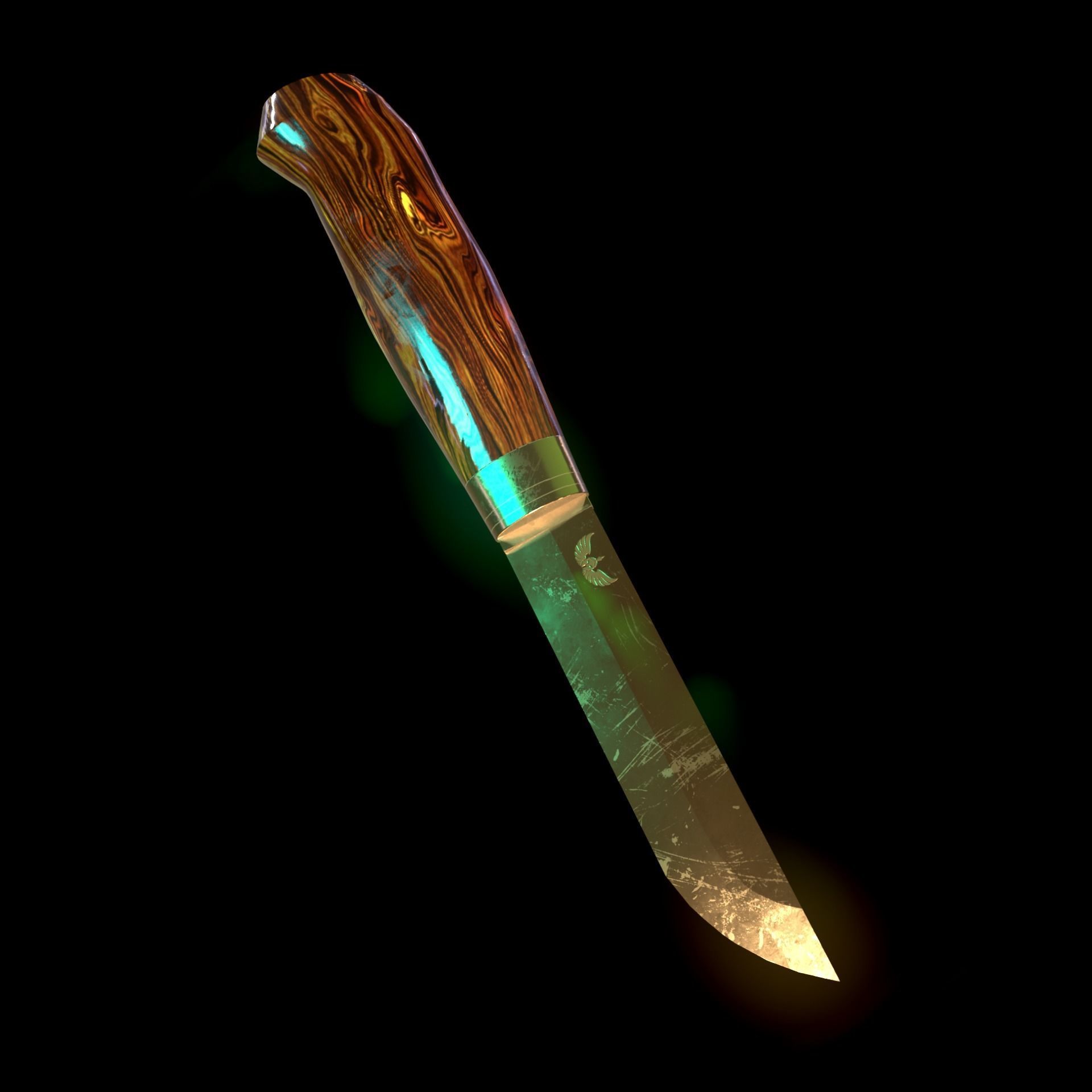 Bronze small-knife Low-poly 3D model_4