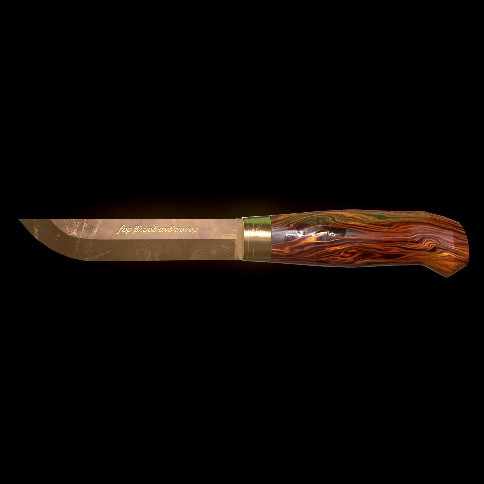 Bronze small-knife Low-poly 3D model_5
