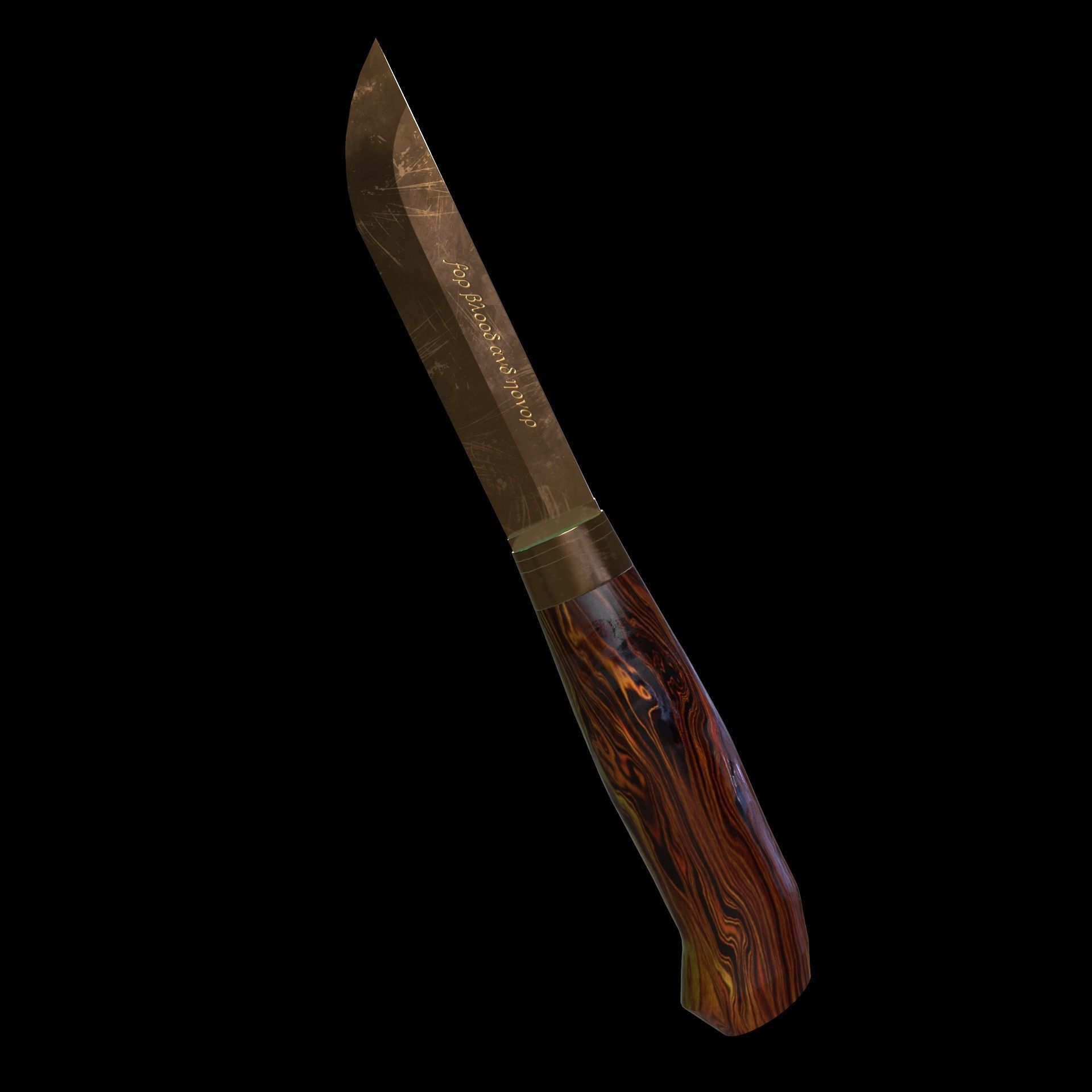 Bronze small-knife Low-poly 3D model_2