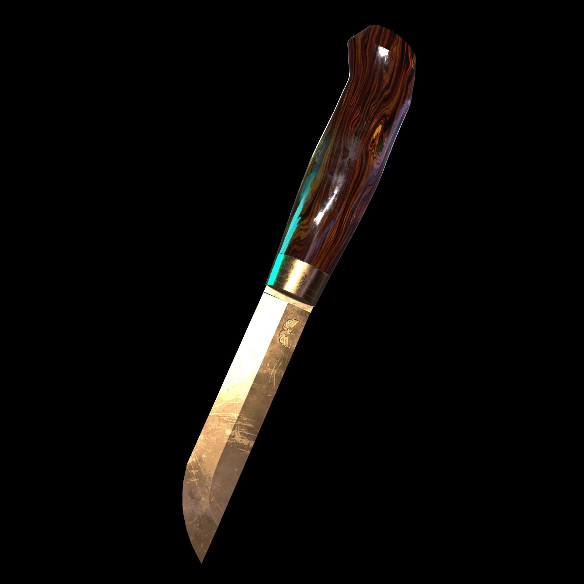 Bronze small-knife Low-poly 3D model_3