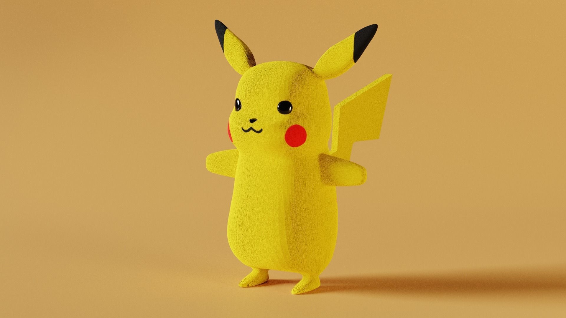 Plush Pikachu Low-poly 3D model_1