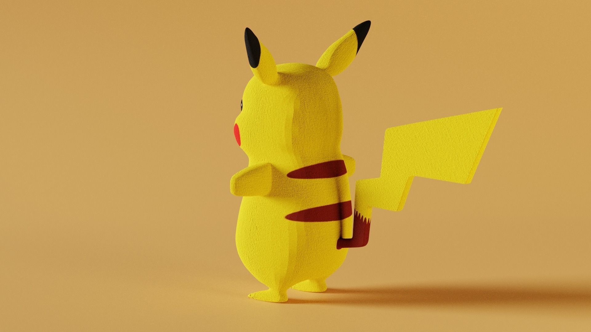 Plush Pikachu Low-poly 3D model_2