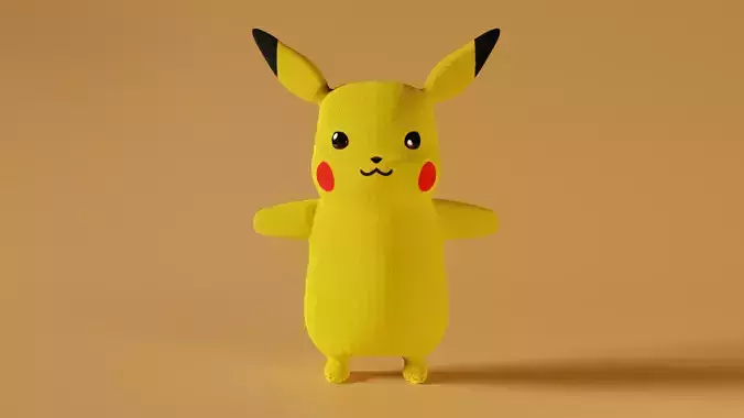 Plush Pikachu Low-poly 3D model