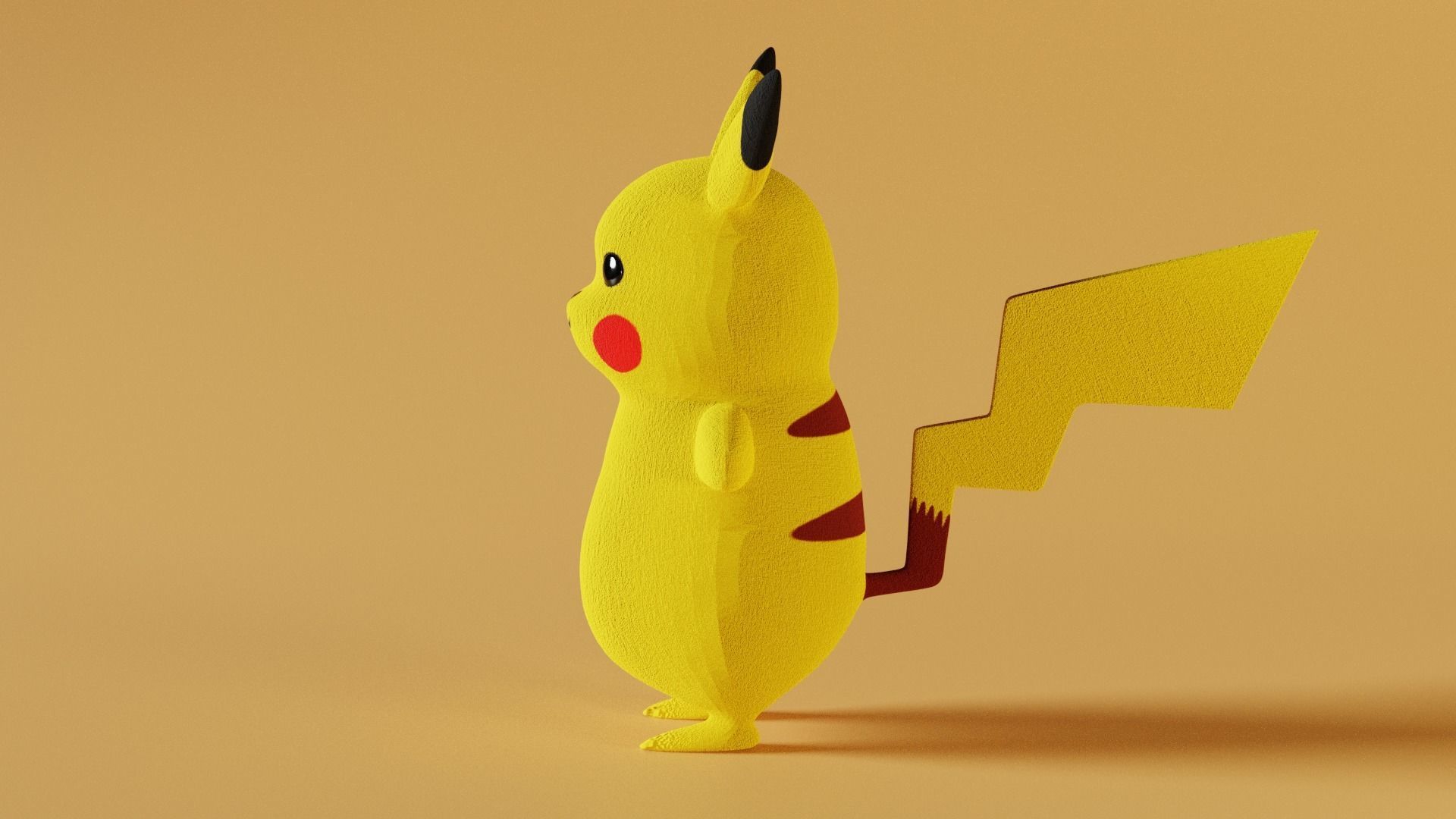 Plush Pikachu Low-poly 3D model_3