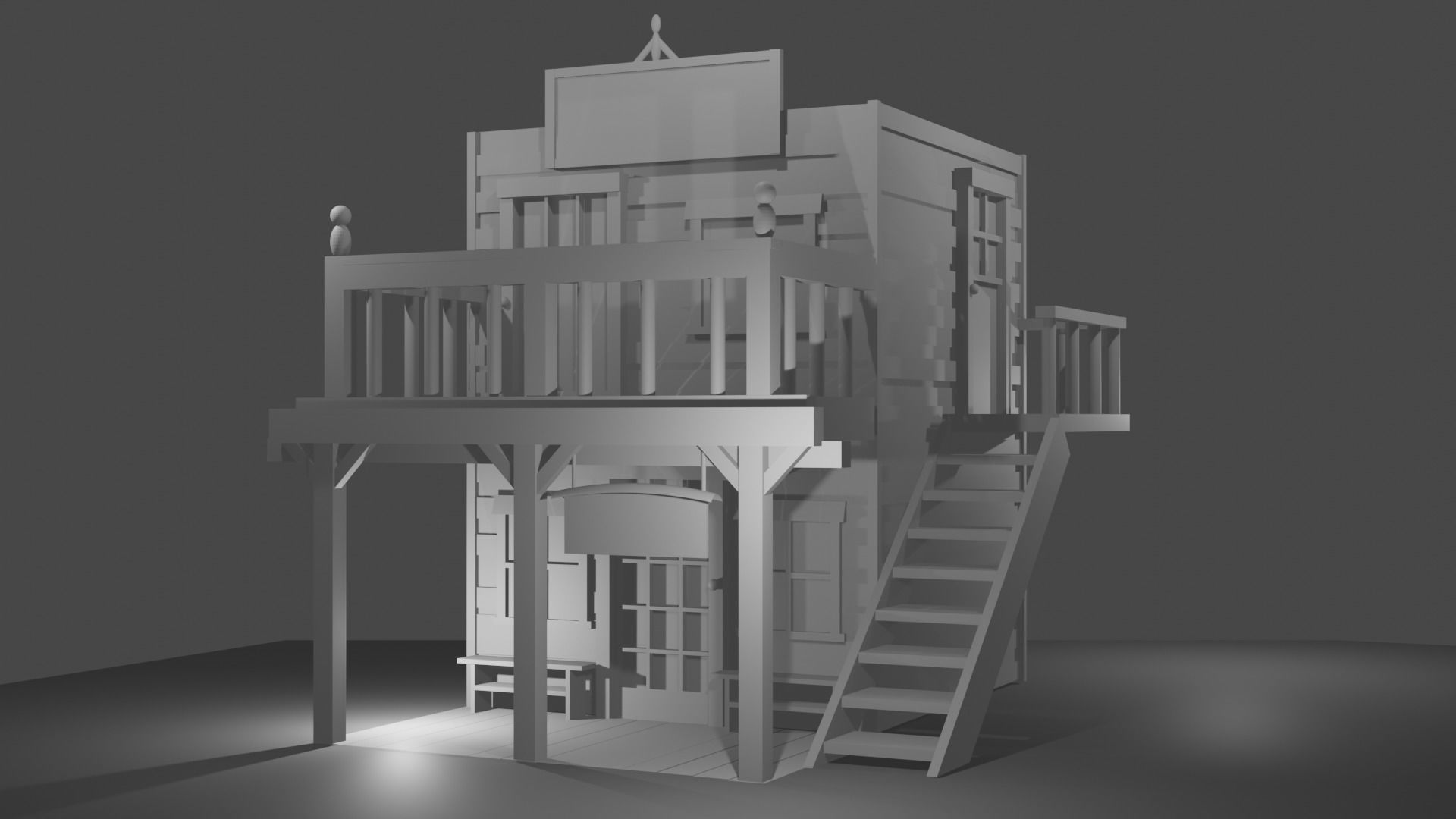House with stairs 3D model_1