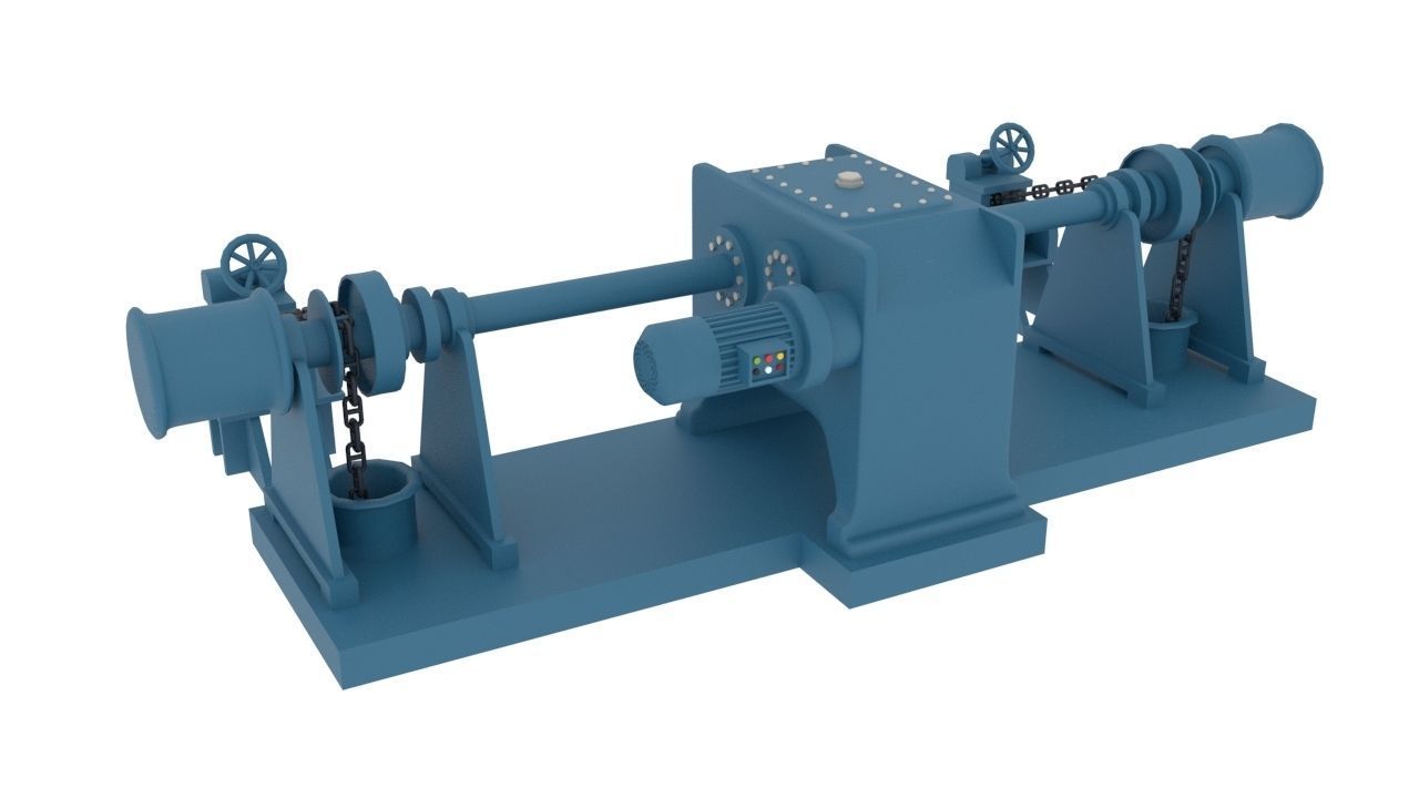 windlass chain pulley Low-poly 3D model_2