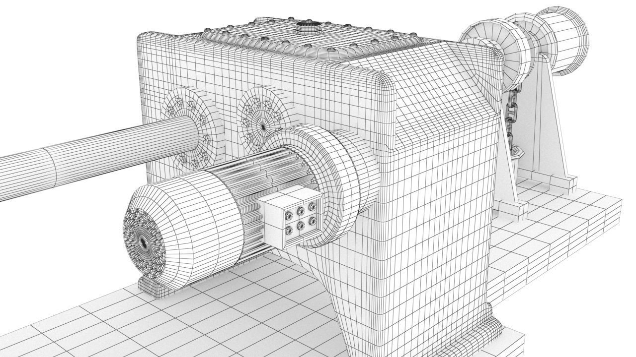 windlass chain pulley Low-poly 3D model_9