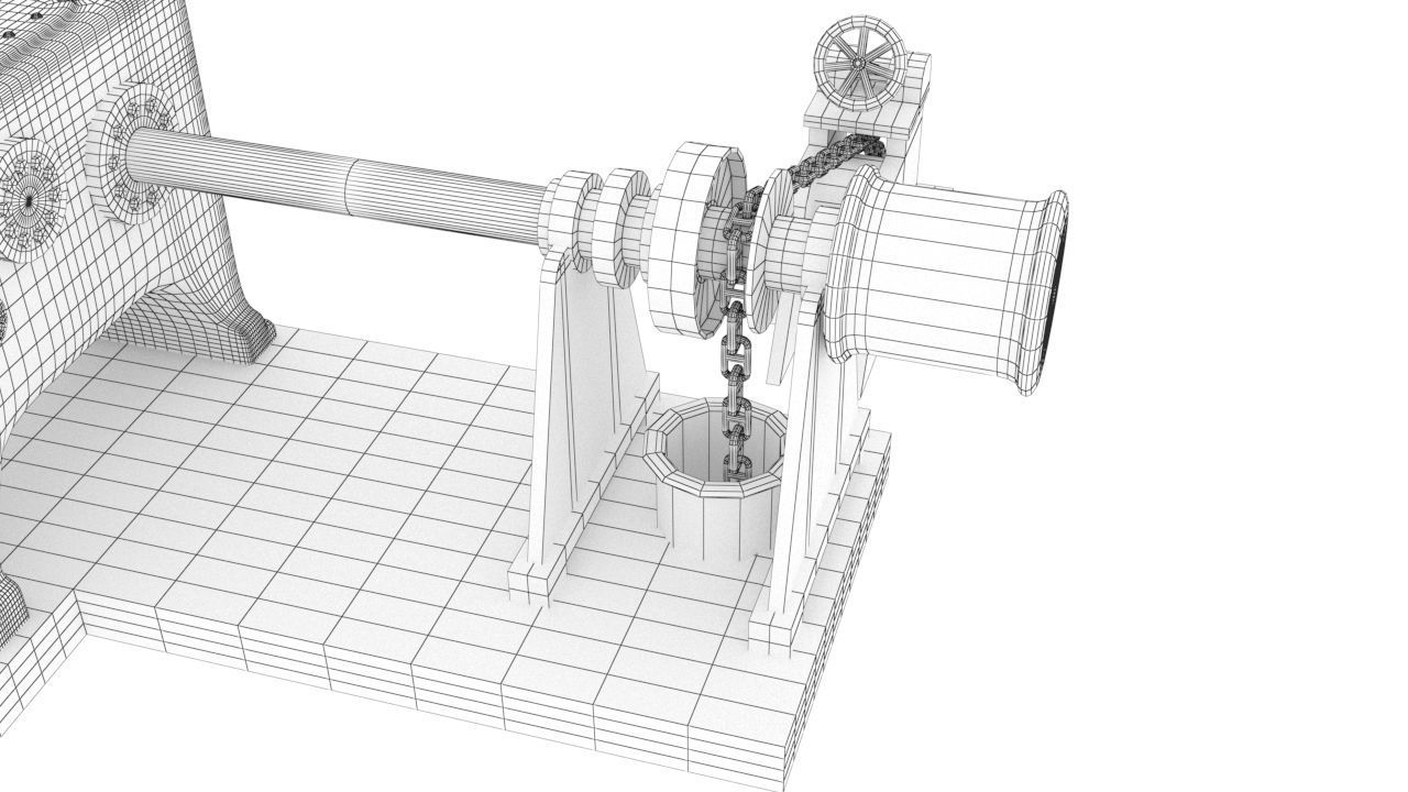 windlass chain pulley Low-poly 3D model_11