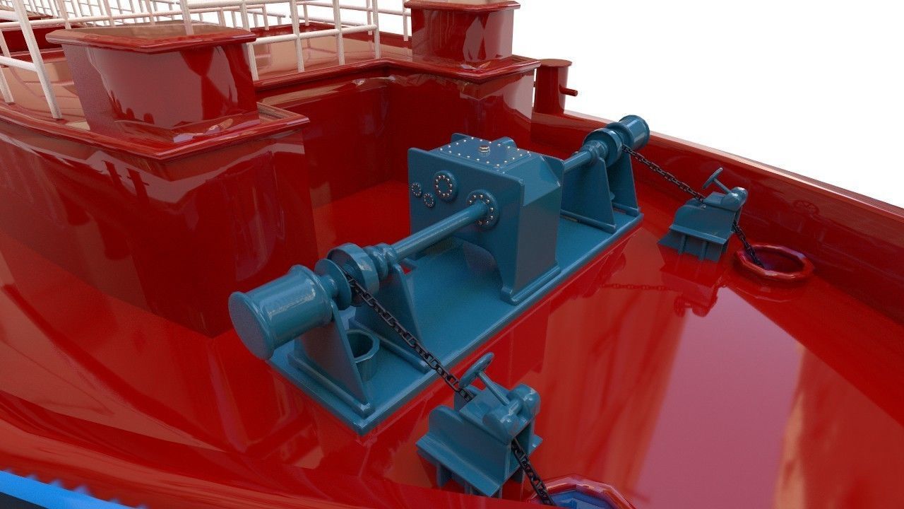 windlass chain pulley Low-poly 3D model_7
